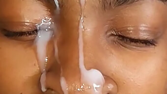 Facial And Bukkake For Ebony Teen'S Face