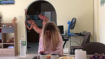 Mature Mom Watches As Stepdad Fucks Naughty Teen In The Kitchen