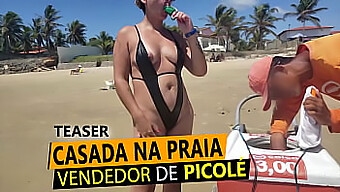 Bico Do Peito Blonde Pays For Popsicle With Her Breasts In Praia